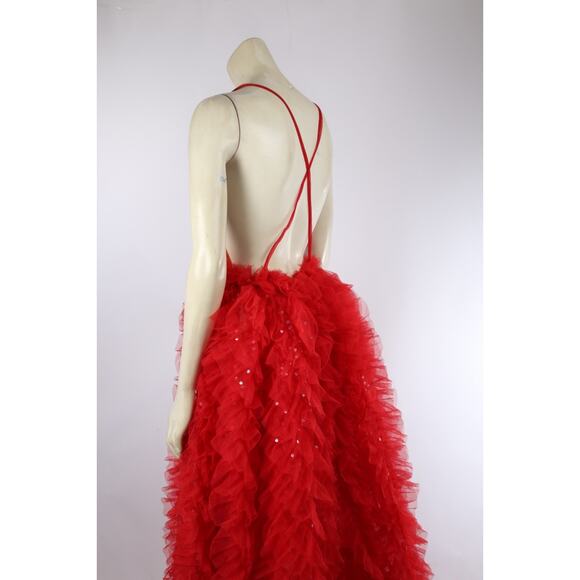 BRONX & BANCO Red Lace Maxi Dress Sleeveless Gown Size 2 Formal Evening - Picture 12 of 16